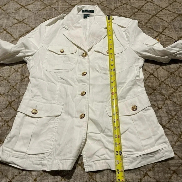 Lauren Ralph Lauren White Jacket Womens M Military Gold Buttons Pockets - Picture 9 of 9